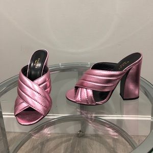 Gucci Pink Metallic Mules